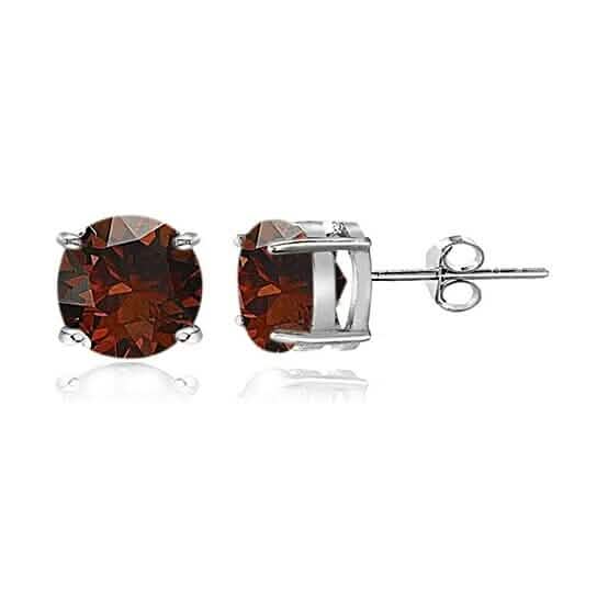 Sterling Silver Garnet 6mm Round Stud Earrings - A-1 Thread Vault