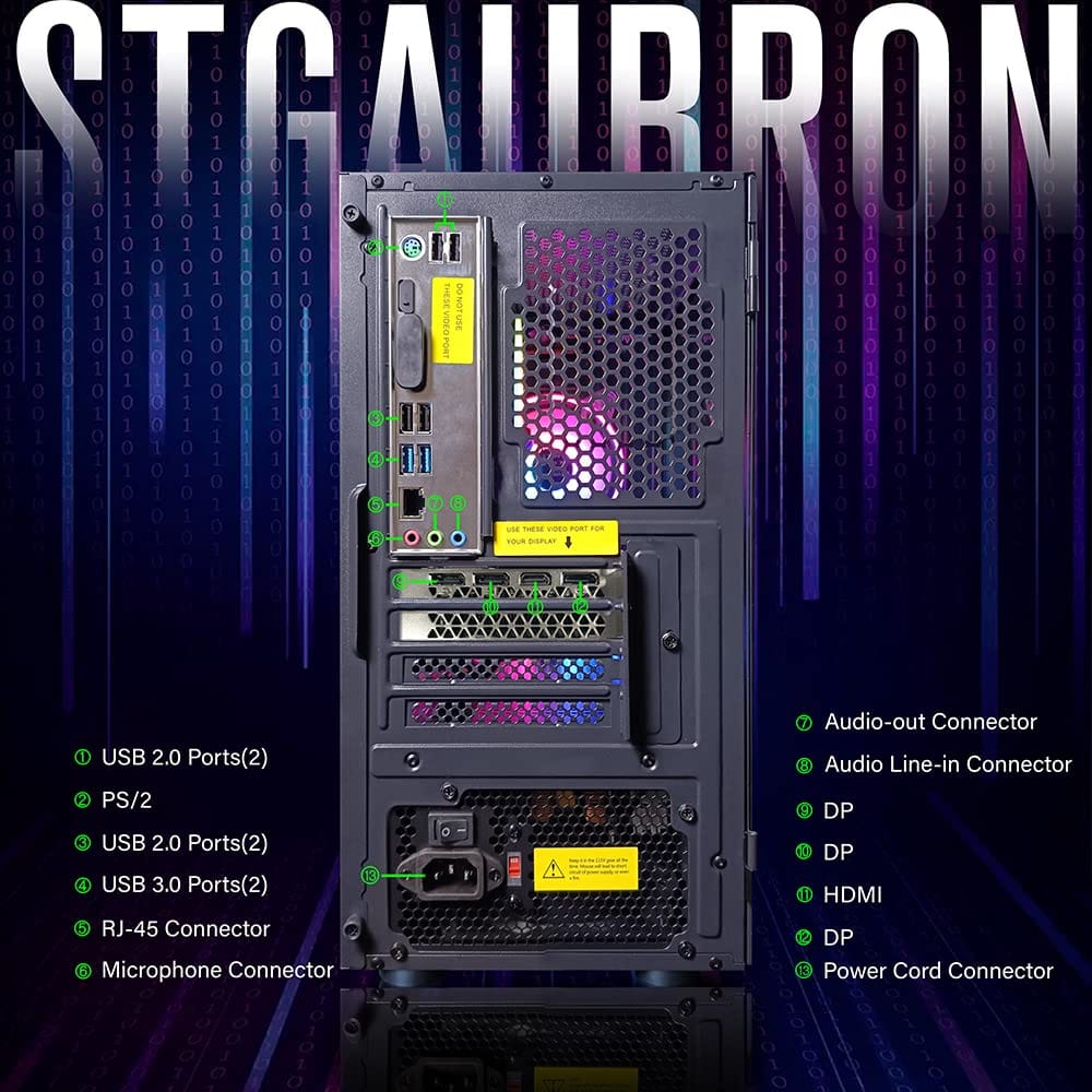 STGAubron Gaming PC Desktop,Core I5,RTX 2060 6G,16G RAM,512G SSD - A-1 Thread Vault