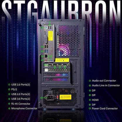 STGAubron Gaming PC Desktop,Core I5,RTX 2060 6G,16G RAM,512G SSD - A-1 Thread Vault