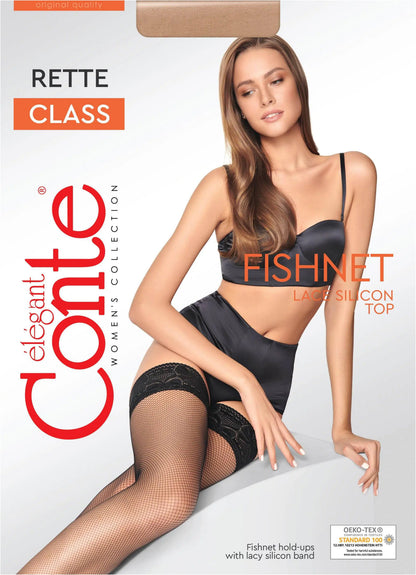 Stockings Conte Class Rette Micro - Fishnet Silicon-Top Thigh High Stay Ups - A-1 Thread Vault