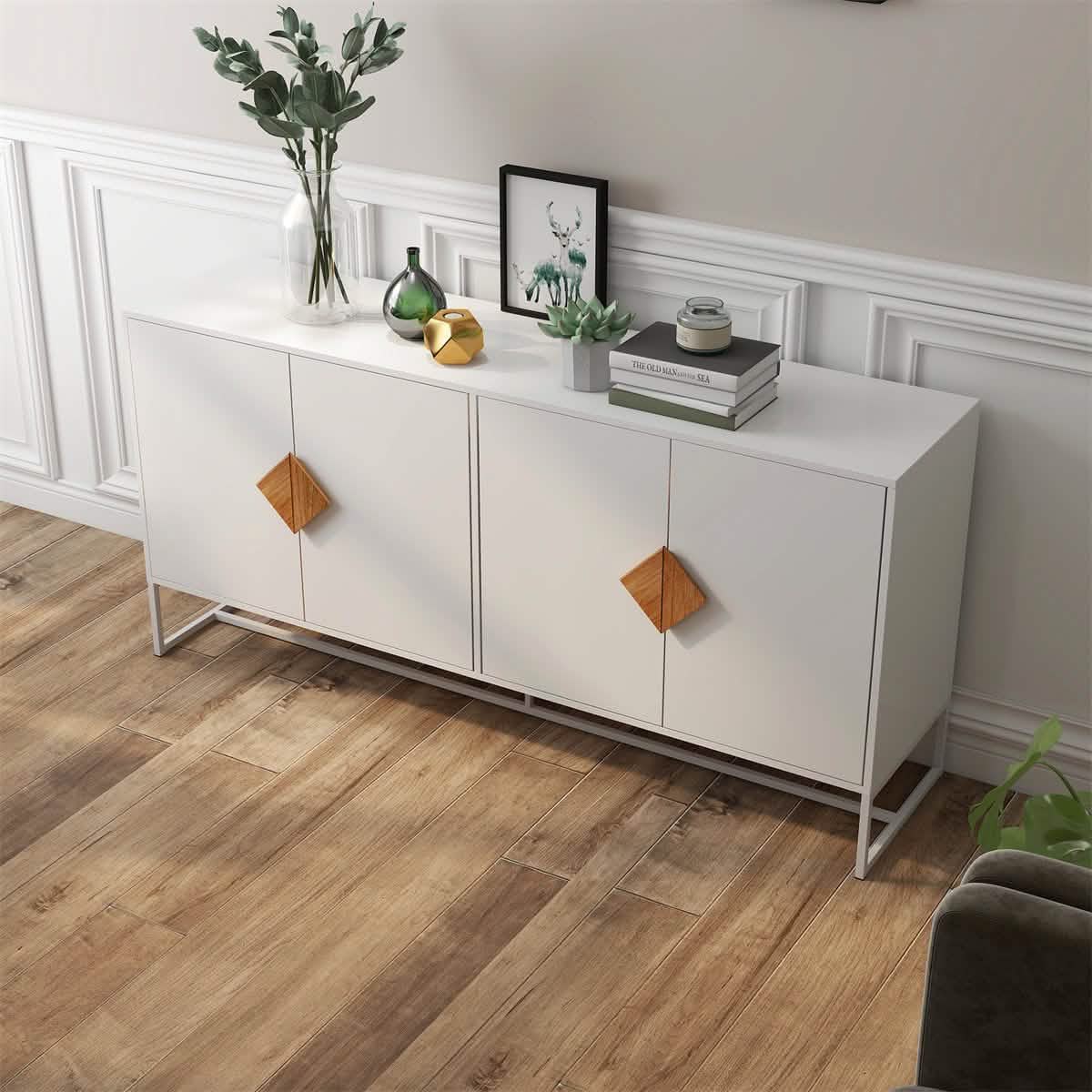 Storage Sideboard Cabinet White - A-1 Thread Vault