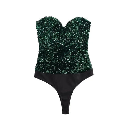 Strapless Sequin Bodysuits for Women, Backless Bodysuits, Sweetheart Neck, Female Playsuits, Sexy Fashion - A-1 Thread Vault