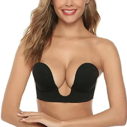 Strapless U Shaped Invisible Adhesive Plunge Silicone Bra Reusable Strapless Backless Breast Lifting Push Up Dress Underwear - A-1 Thread Vault