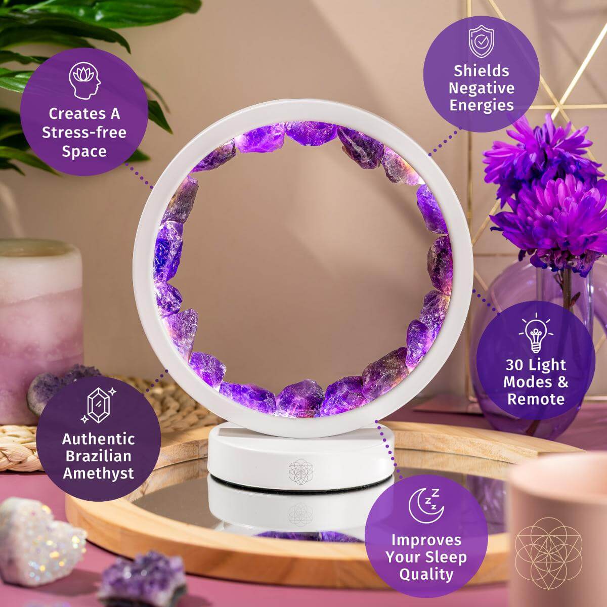 Stress Less, Sleep More – Amethyst Healing Lamp - A-1 Thread Vault