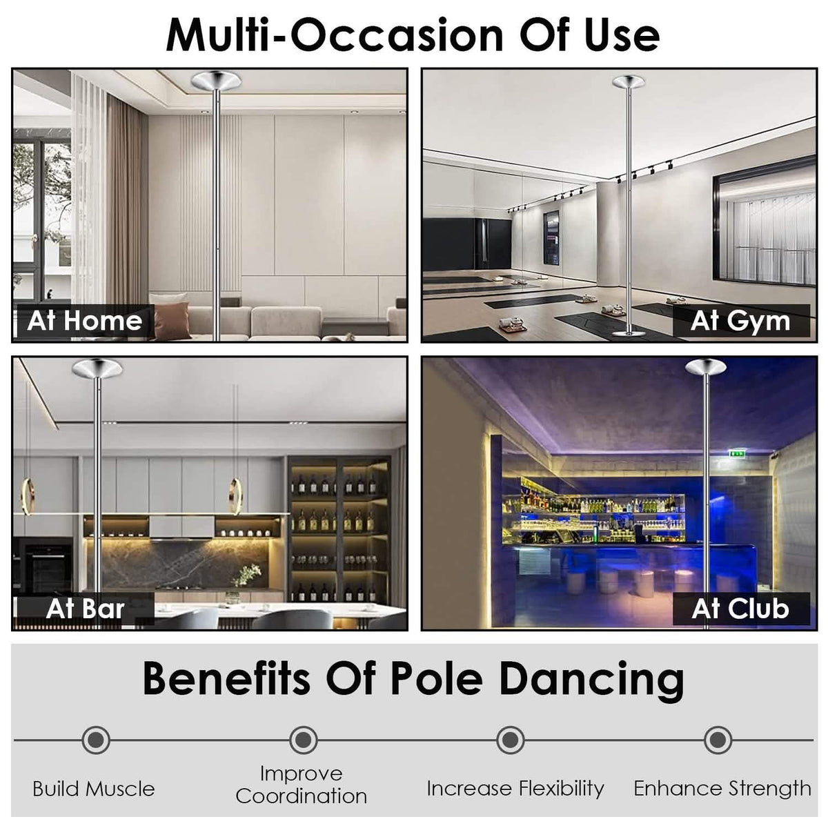 Stripper Dance Pole 45mm Spinning Static Dancing Pole - A-1 Thread Vault
