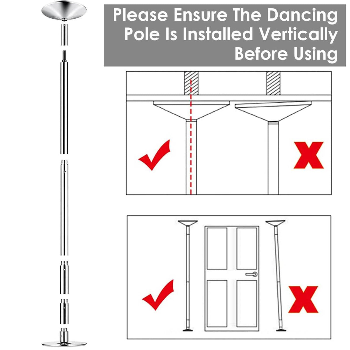 Stripper Dance Pole 45mm Spinning Static Dancing Pole - A-1 Thread Vault