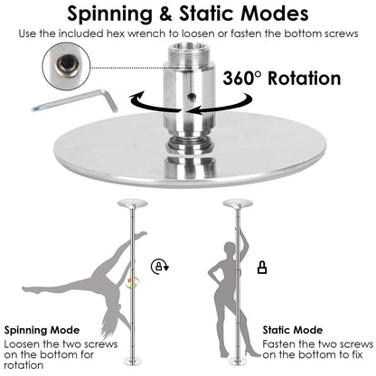Stripper Dance Pole 45mm Spinning Static Dancing Pole - A-1 Thread Vault