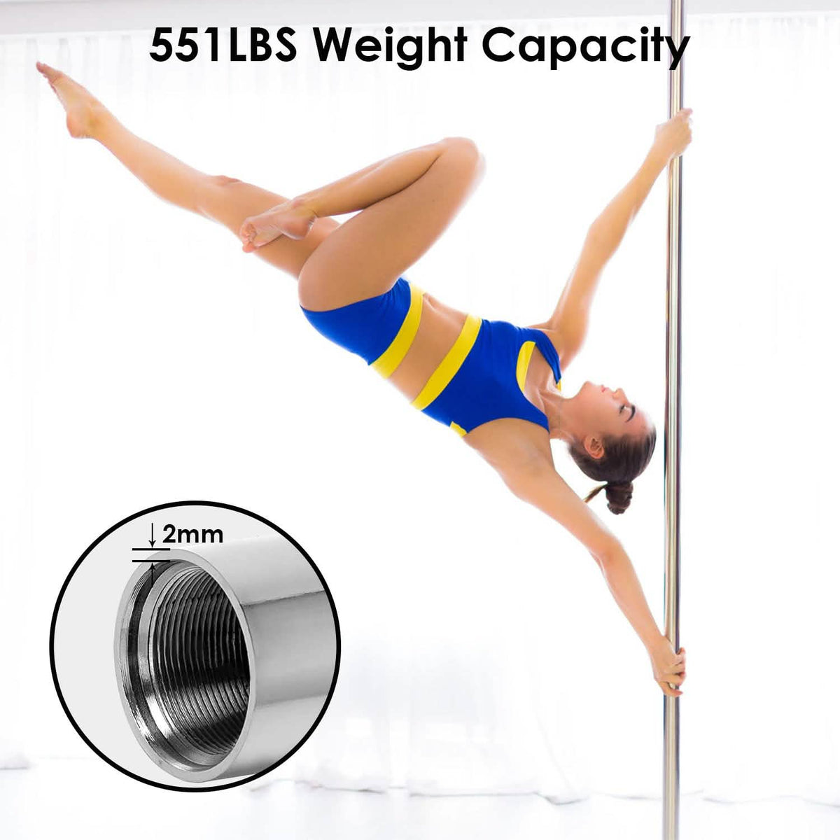 Stripper Dance Pole 45mm Spinning Static Dancing Pole - A-1 Thread Vault