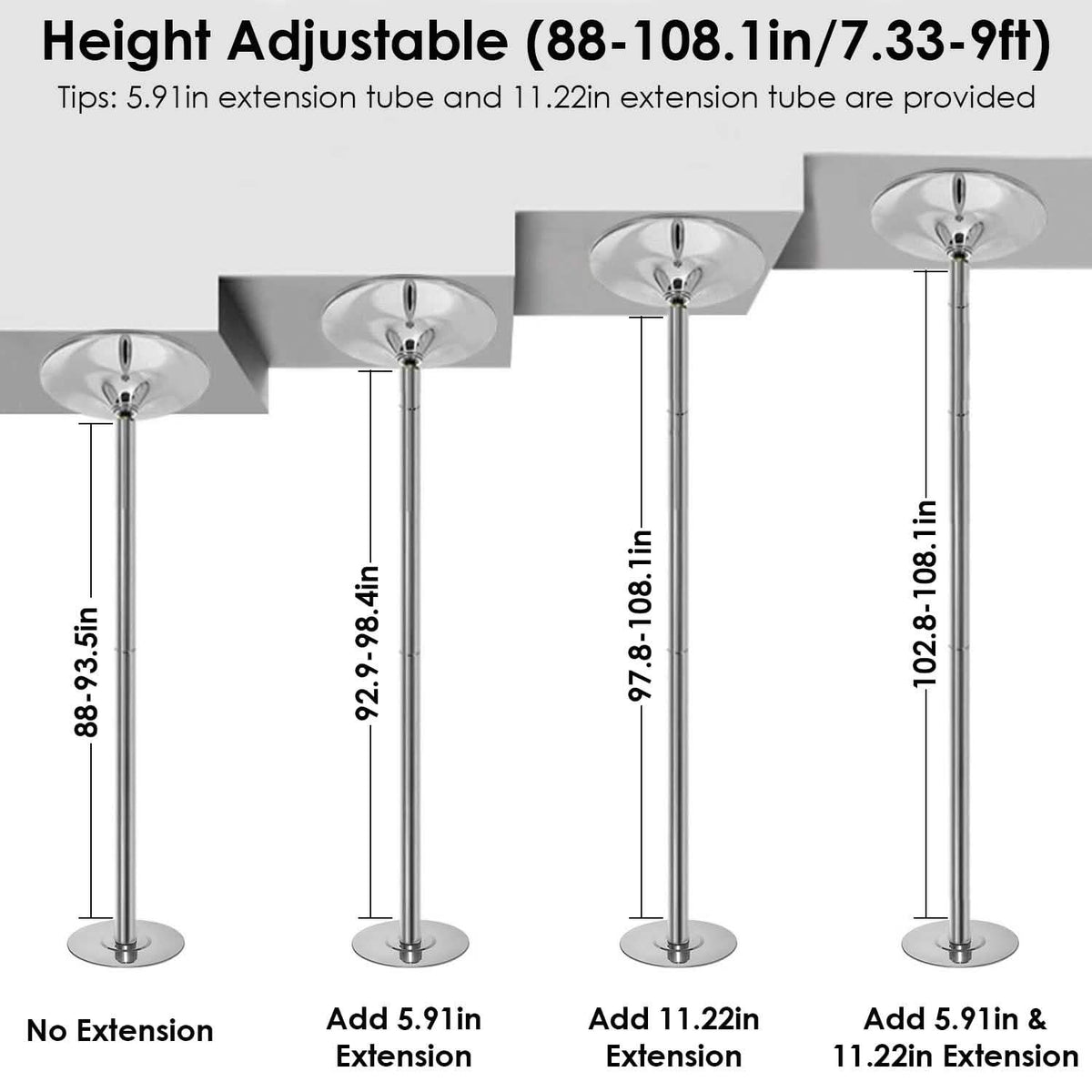 Stripper Dance Pole 45mm Spinning Static Dancing Pole - A-1 Thread Vault
