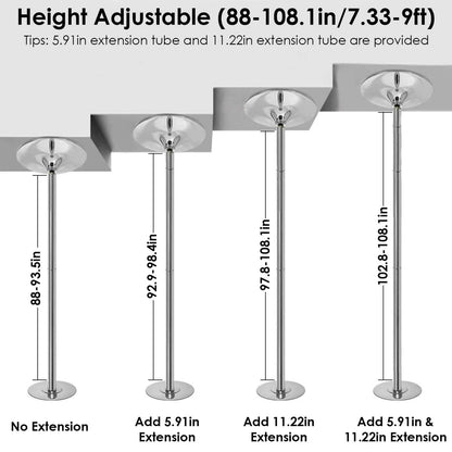 Stripper Dance Pole 45mm Spinning Static Dancing Pole - A-1 Thread Vault
