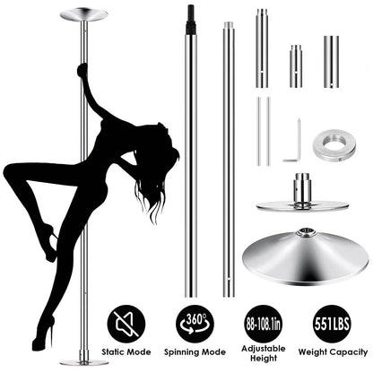 Stripper Dance Pole 45mm Spinning Static Dancing Pole - A-1 Thread Vault