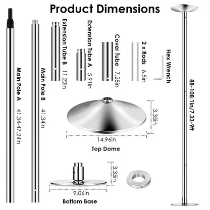Stripper Dance Pole 45mm Spinning Static Dancing Pole - A-1 Thread Vault