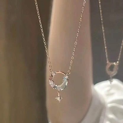 Stunning Moon and Star Birthstone Pendant Necklace - A-1 Thread Vault