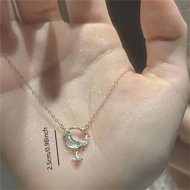 Stunning Moon and Star Birthstone Pendant Necklace - A-1 Thread Vault