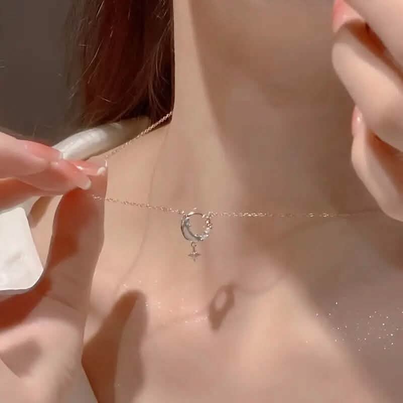 Stunning Moon and Star Birthstone Pendant Necklace - A-1 Thread Vault