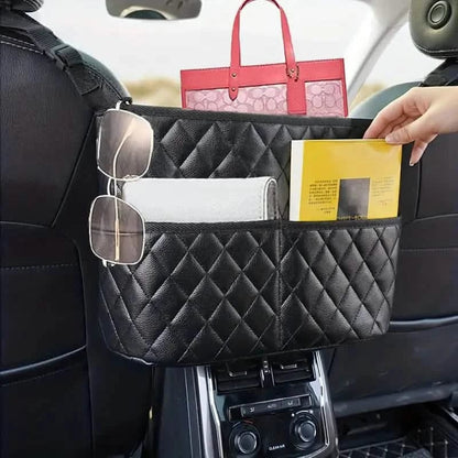 Stylish PU Leather Handbag Car-Mounted Storage Bag - A-1 Thread Vault
