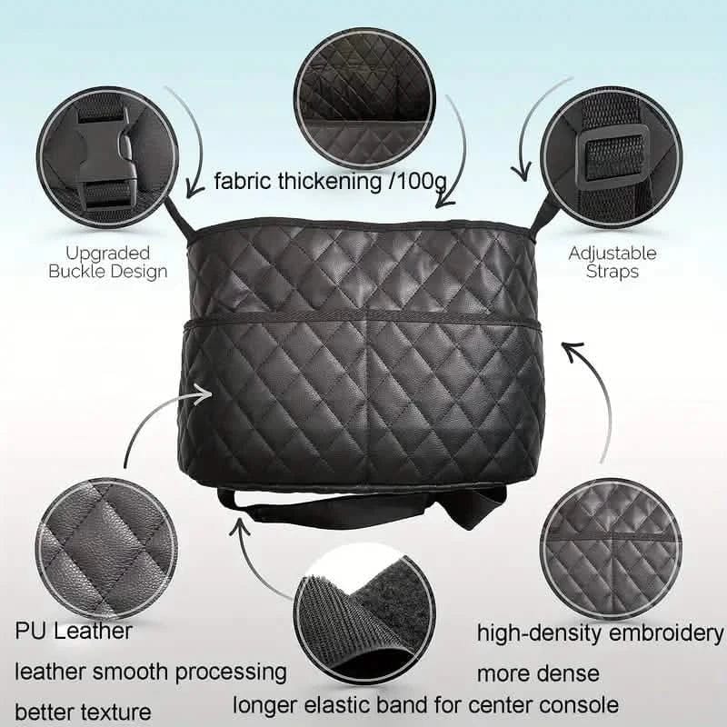 Stylish PU Leather Handbag Car-Mounted Storage Bag - A-1 Thread Vault