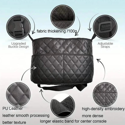 Stylish PU Leather Handbag Car-Mounted Storage Bag - A-1 Thread Vault