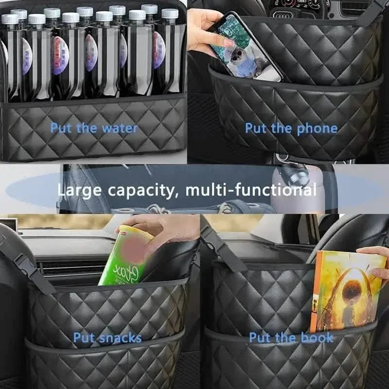 Stylish PU Leather Handbag Car-Mounted Storage Bag - A-1 Thread Vault