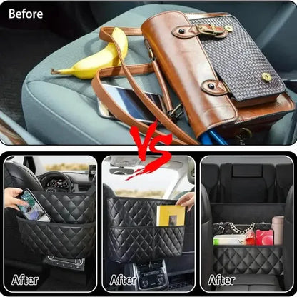 Stylish PU Leather Handbag Car-Mounted Storage Bag - A-1 Thread Vault