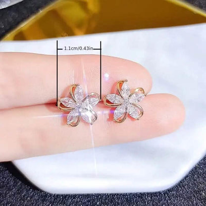 Stylish Zirconia Petal Flower Stud Earrings - A-1 Thread Vault