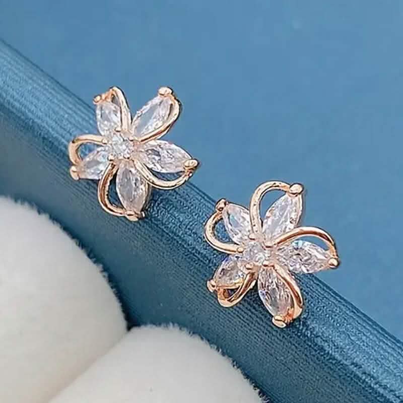 Stylish Zirconia Petal Flower Stud Earrings - A-1 Thread Vault