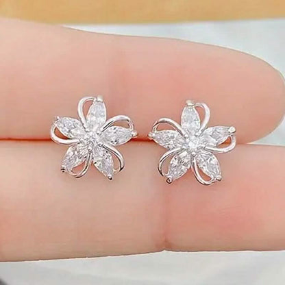 Stylish Zirconia Petal Flower Stud Earrings - A-1 Thread Vault