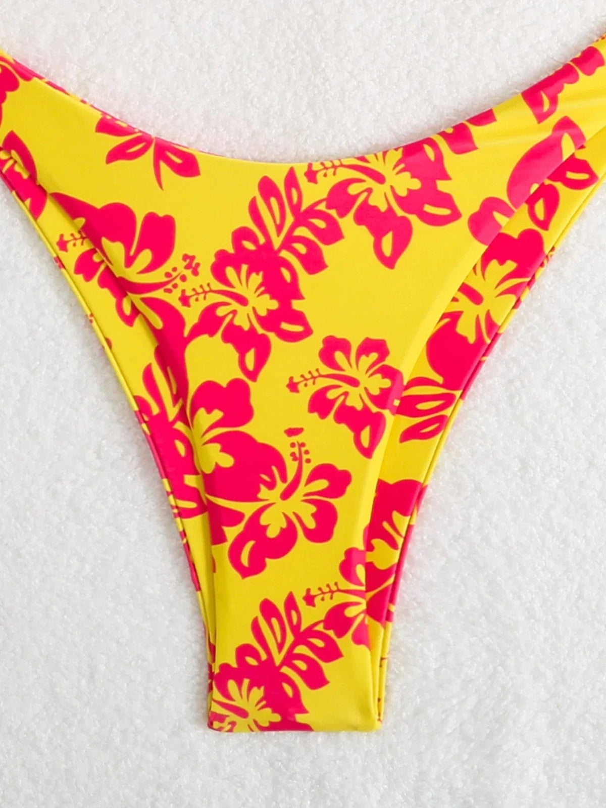 Summer retro floral print 2-piece bikini lace up swimsuit sexy high waisted women's swimsuit - A-1 Thread Vault