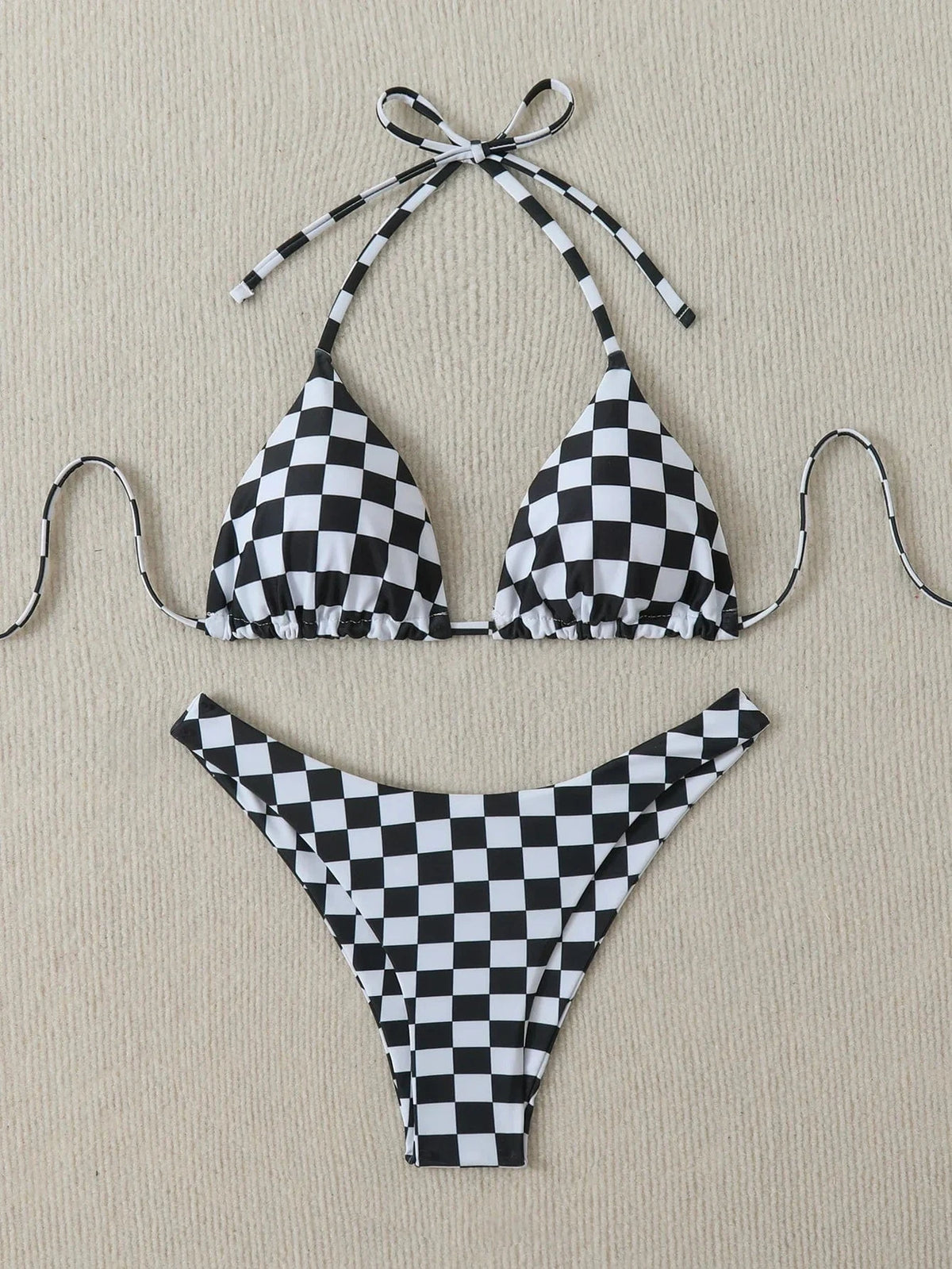 Summer retro floral print 2-piece bikini lace up swimsuit sexy high waisted women's swimsuit - A-1 Thread Vault