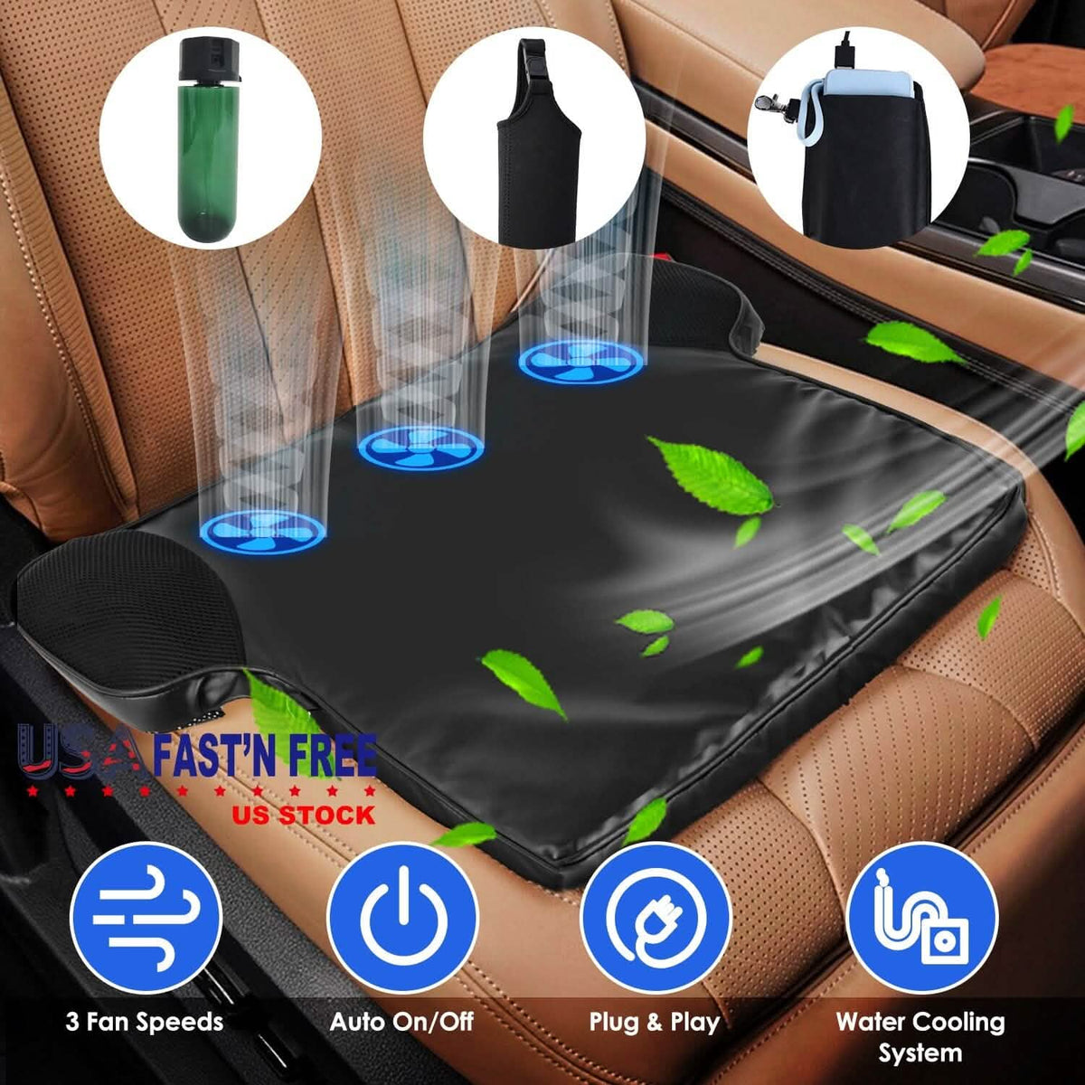 Summer Water Cooling System Seat Cushion with Fans 3 Speeds - A-1 Thread Vault