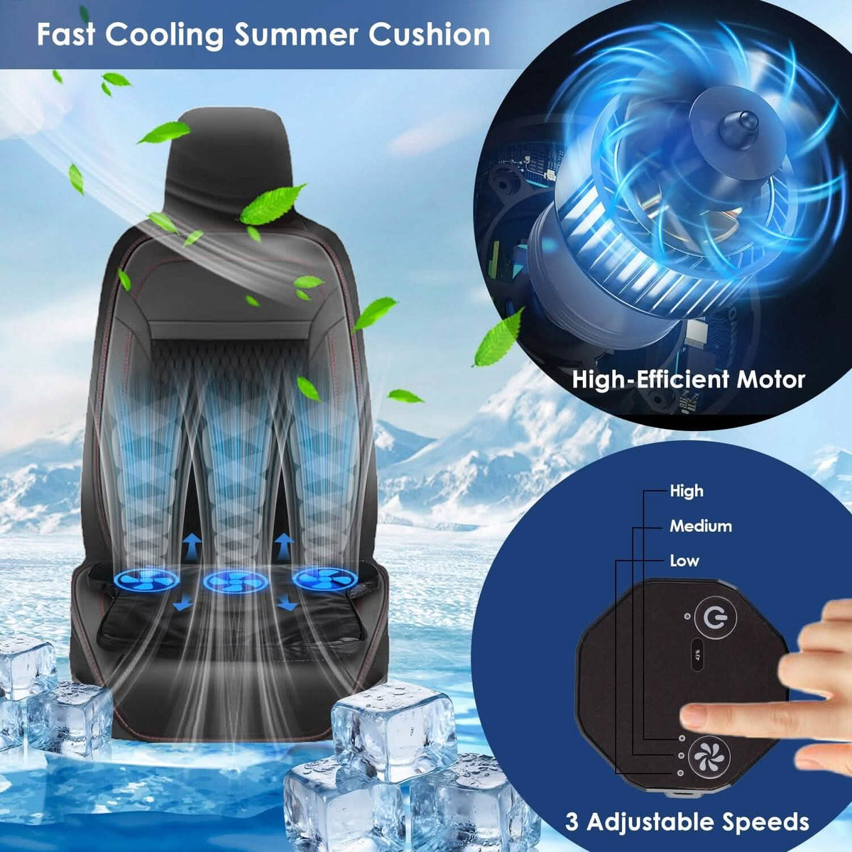 Summer Water Cooling System Seat Cushion with Fans 3 Speeds - A-1 Thread Vault