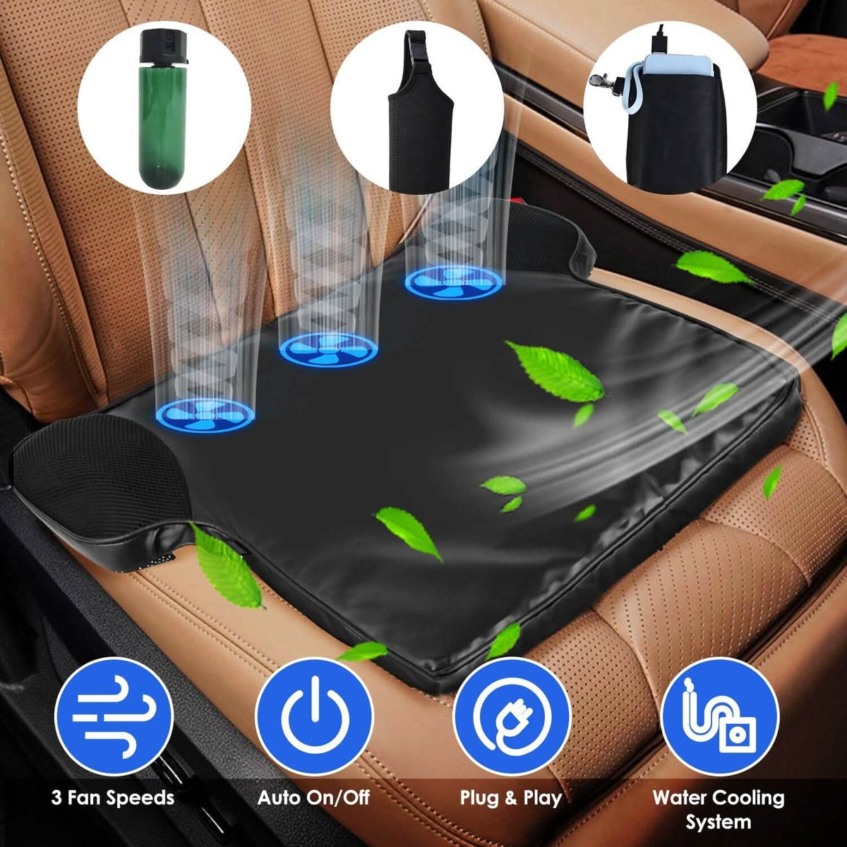 Summer Water Cooling System Seat Cushion with Fans 3 Speeds - A-1 Thread Vault