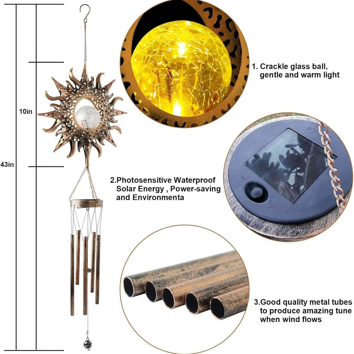 Sun Solar Wind Chimes - A-1 Thread Vault