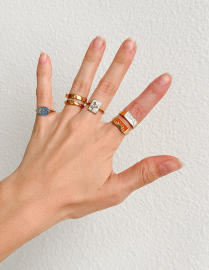 Sunrise Rectangular Signet Ring - A-1 Thread Vault