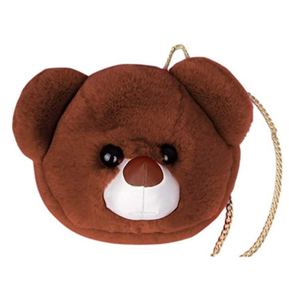 Super Cute Faux Fur Women's Handbag Bear Head Animal - A-1 Thread Vault