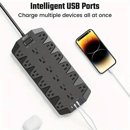 Superdanny 18 AC Outlets Surge Protector Power Strip with 2 USB C and 2 USB A Ports - A-1 Thread Vault