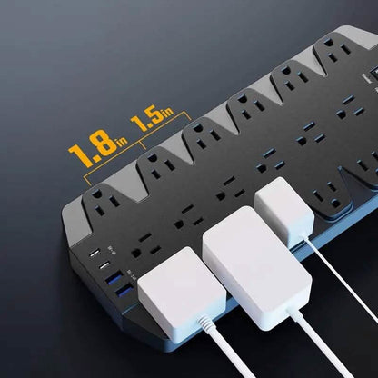 Superdanny 18 AC Outlets Surge Protector Power Strip with 2 USB C and 2 USB A Ports - A-1 Thread Vault