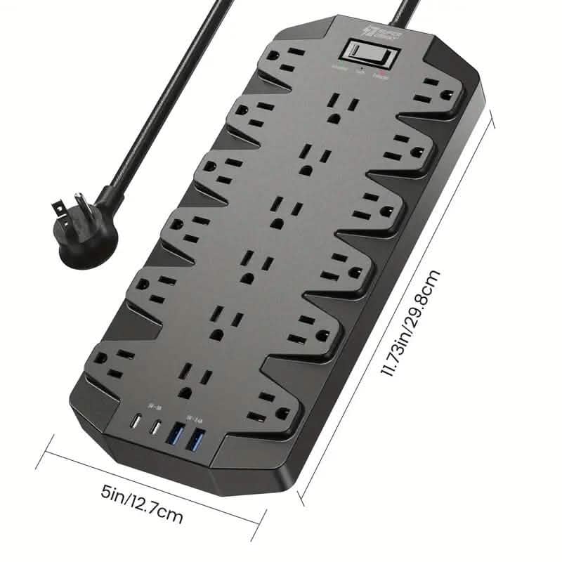 Superdanny 18 AC Outlets Surge Protector Power Strip with 2 USB C and 2 USB A Ports - A-1 Thread Vault