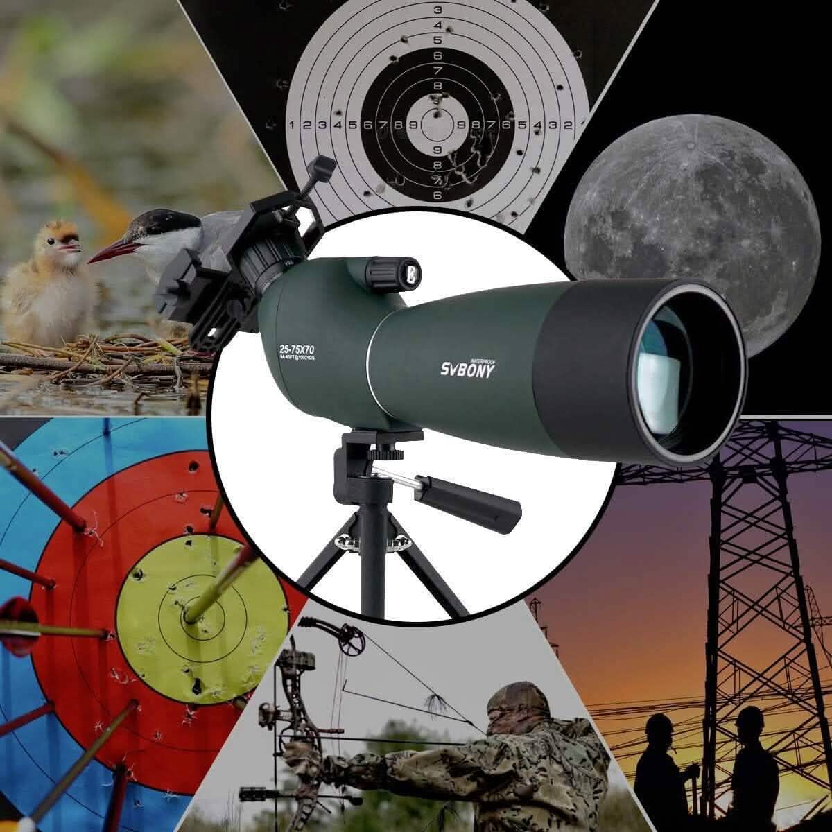 SVBONY SV28 25-75x70 Spotting Scopes with Tripod (Refurbished) - A-1 Thread Vault