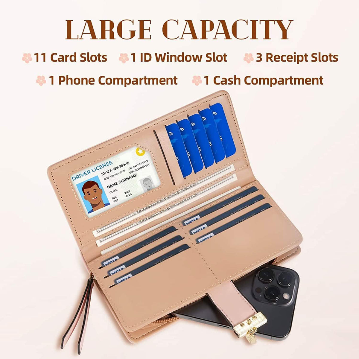 Sweet Cute Women's Long Leaf Bifold Wallet - A-1 Thread Vault