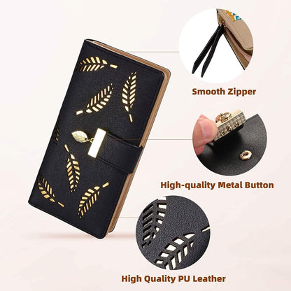 Sweet Cute Women's Long Leaf Bifold Wallet - A-1 Thread Vault