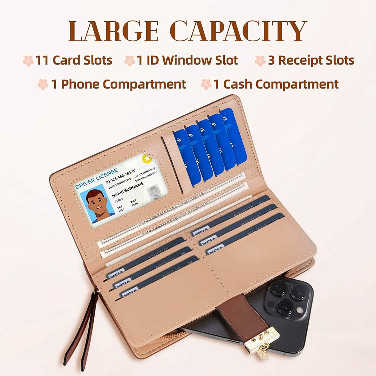 Sweet Cute Women's Long Leaf Bifold Wallet - A-1 Thread Vault