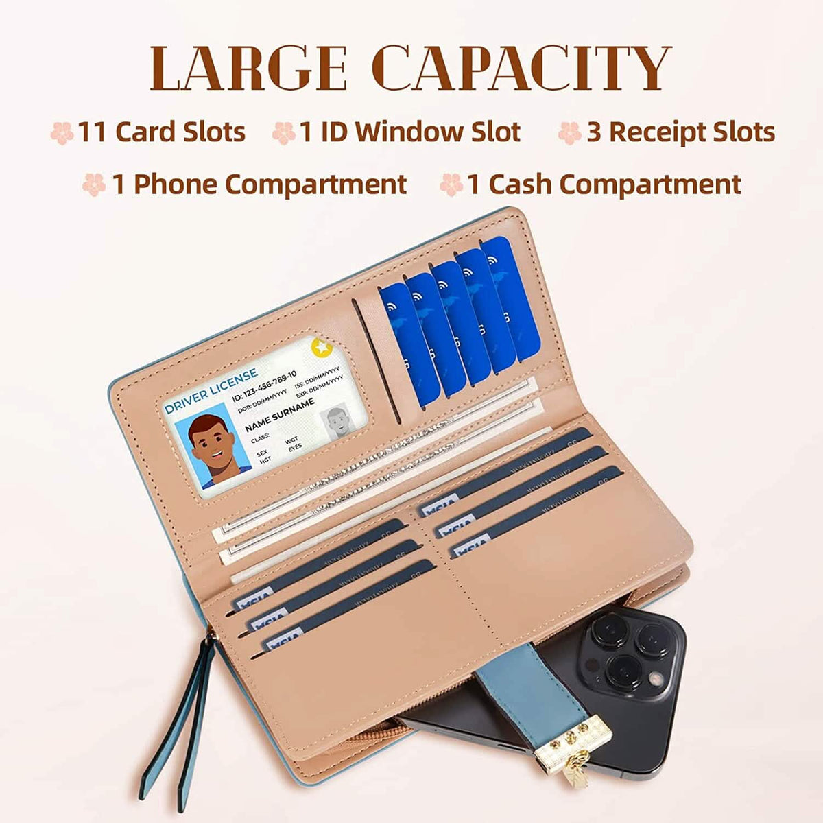 Sweet Cute Women's Long Leaf Bifold Wallet - A-1 Thread Vault