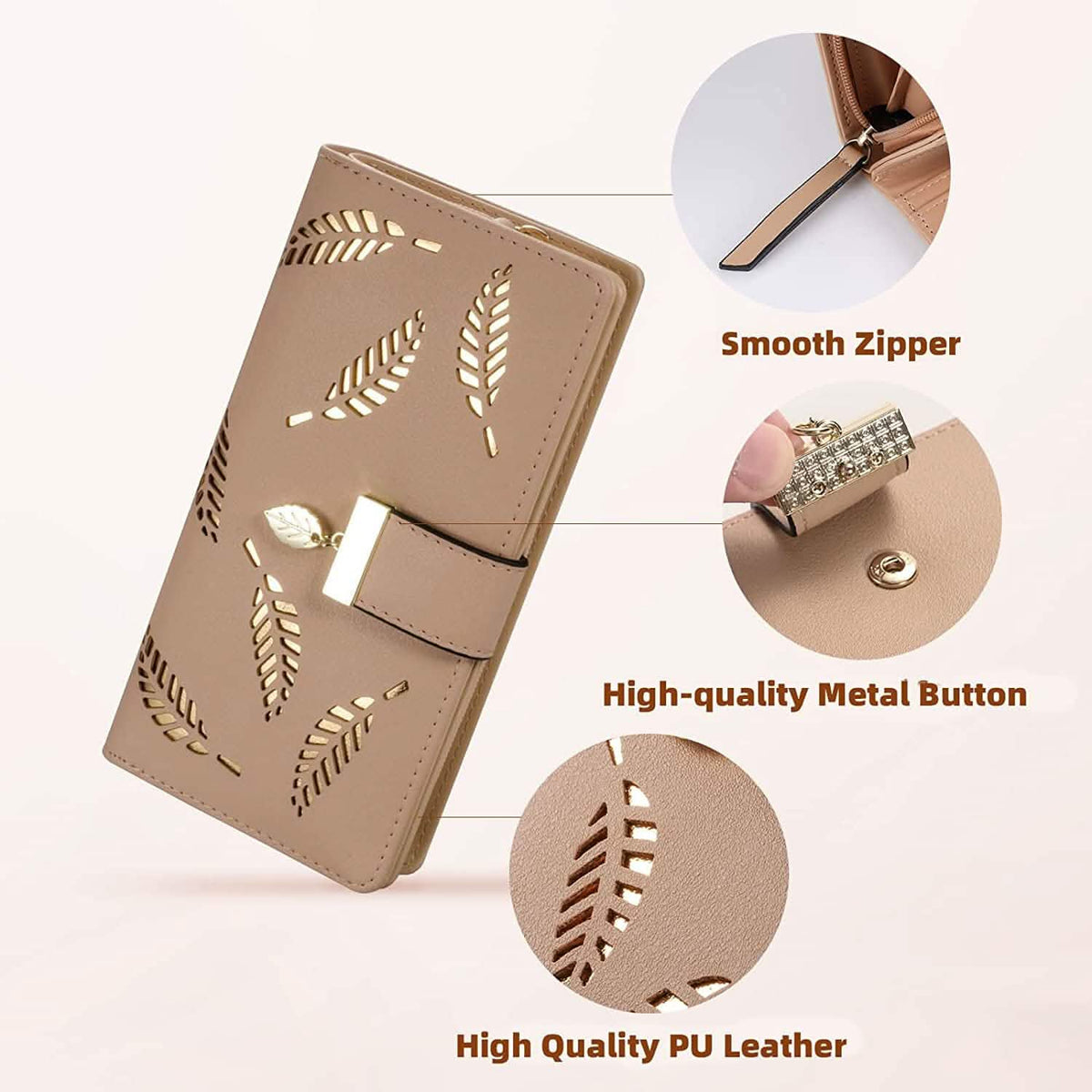Sweet Cute Women's Long Leaf Bifold Wallet - A-1 Thread Vault