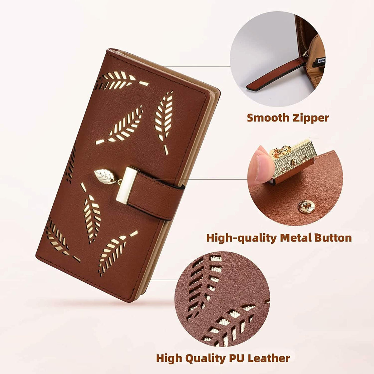 Sweet Cute Women's Long Leaf Bifold Wallet - A-1 Thread Vault