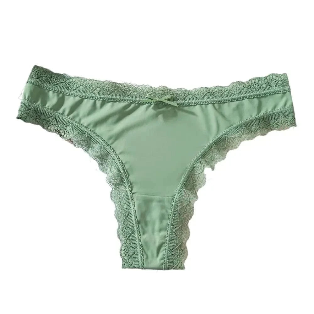 Sweet Pink Satin Silk Ruffle Thong Sexy Low Waist G-String Briefs for Women Ice Silk Underwear Female Intimates Lingerie - A-1 Thread Vault