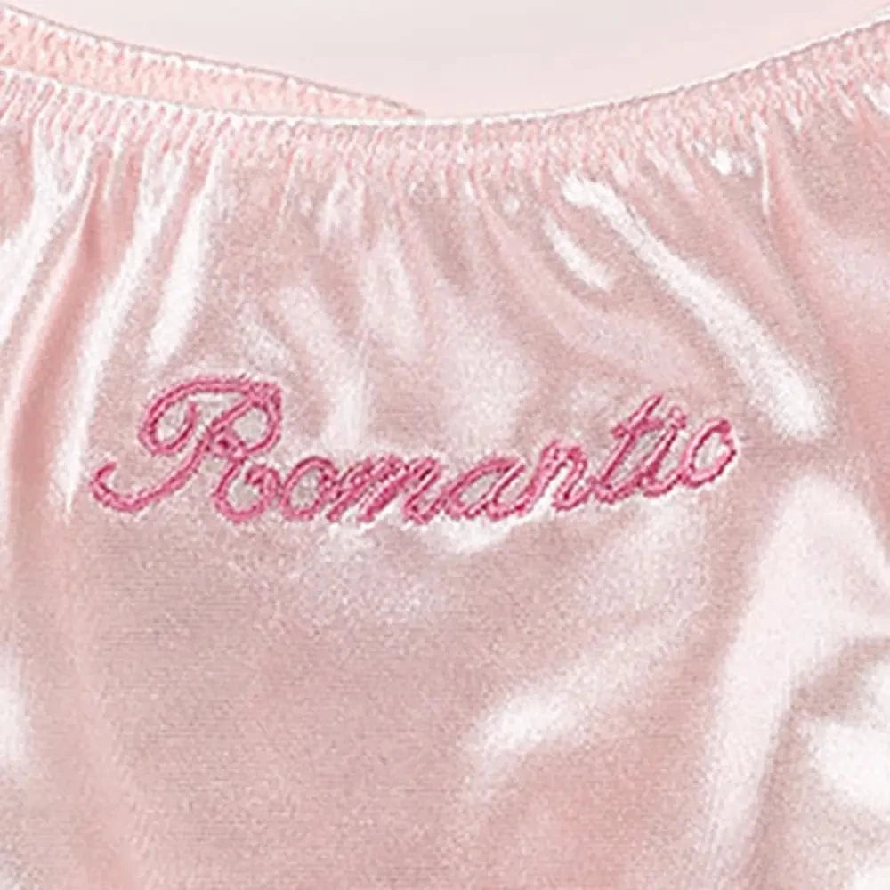 Sweet Pink Satin Silk Ruffle Thong Sexy Low Waist G-String Briefs for Women Ice Silk Underwear Female Intimates Lingerie - A-1 Thread Vault