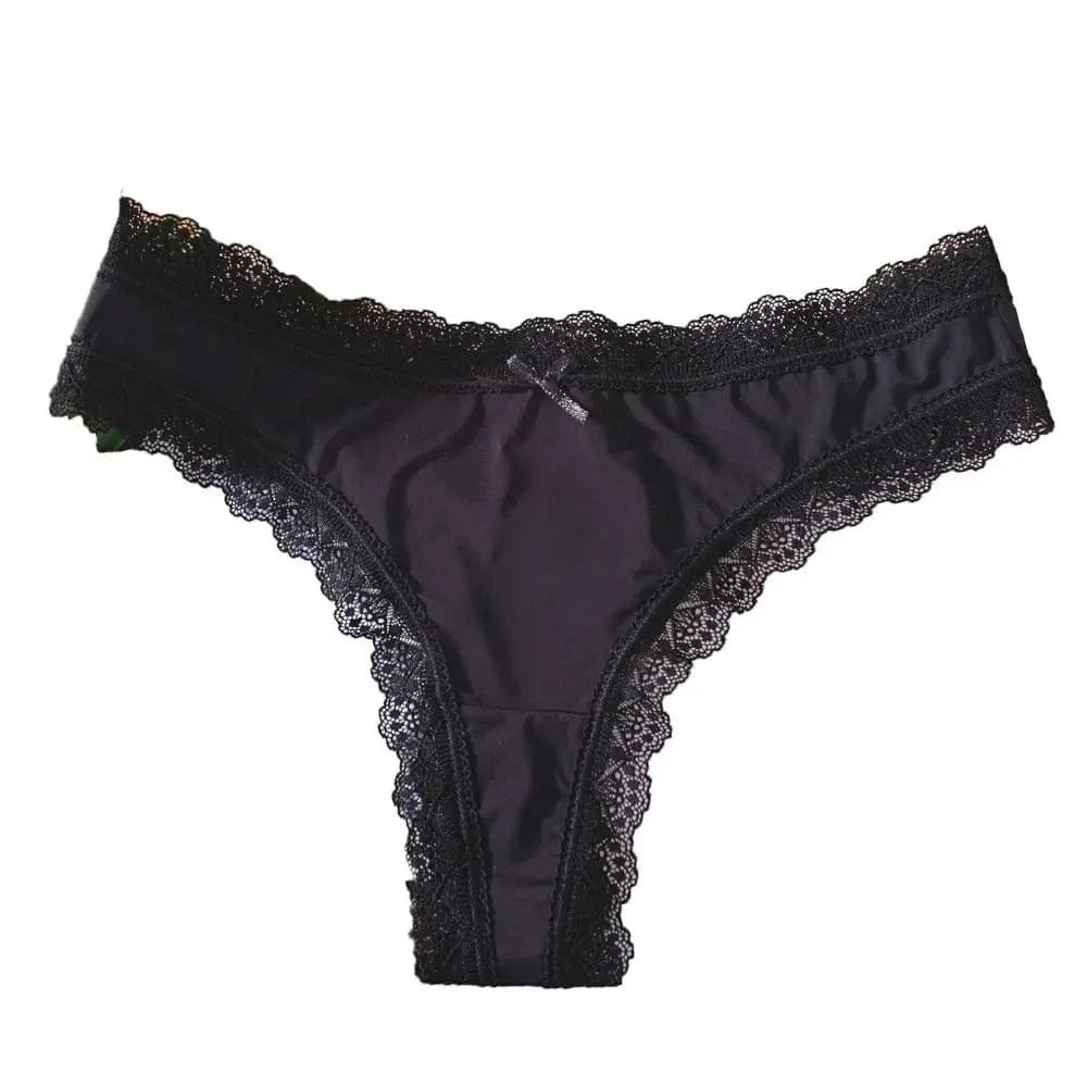 Sweet Pink Satin Silk Ruffle Thong Sexy Low Waist G-String Briefs for Women Ice Silk Underwear Female Intimates Lingerie - A-1 Thread Vault