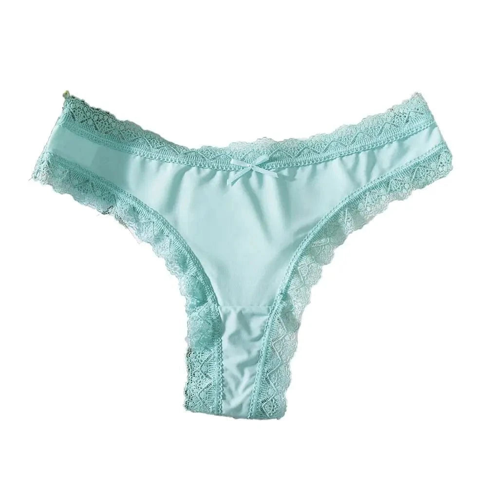Sweet Pink Satin Silk Ruffle Thong Sexy Low Waist G-String Briefs for Women Ice Silk Underwear Female Intimates Lingerie - A-1 Thread Vault
