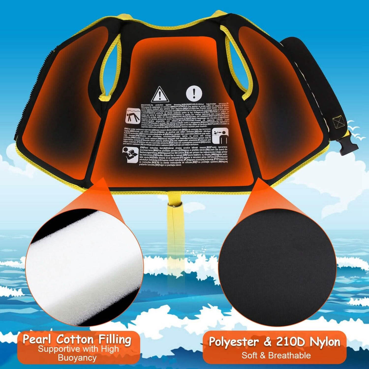 Swim Vest for Kids Float Jacket with Adjustable Crotch Strap - A-1 Thread Vault